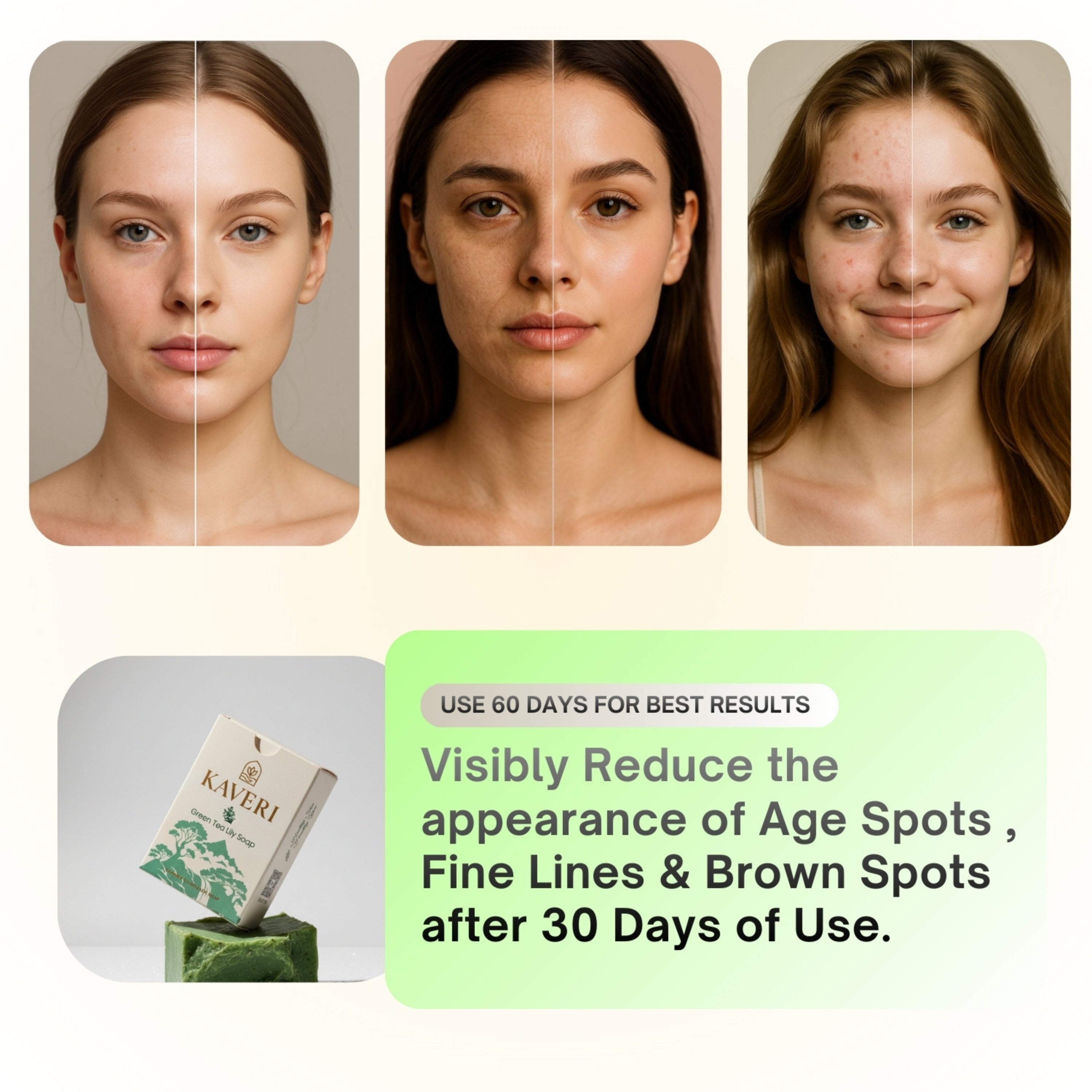 KAVERI Natural Handmade Soap Combo – Neem & Green Tea Lily (2 x 110g)