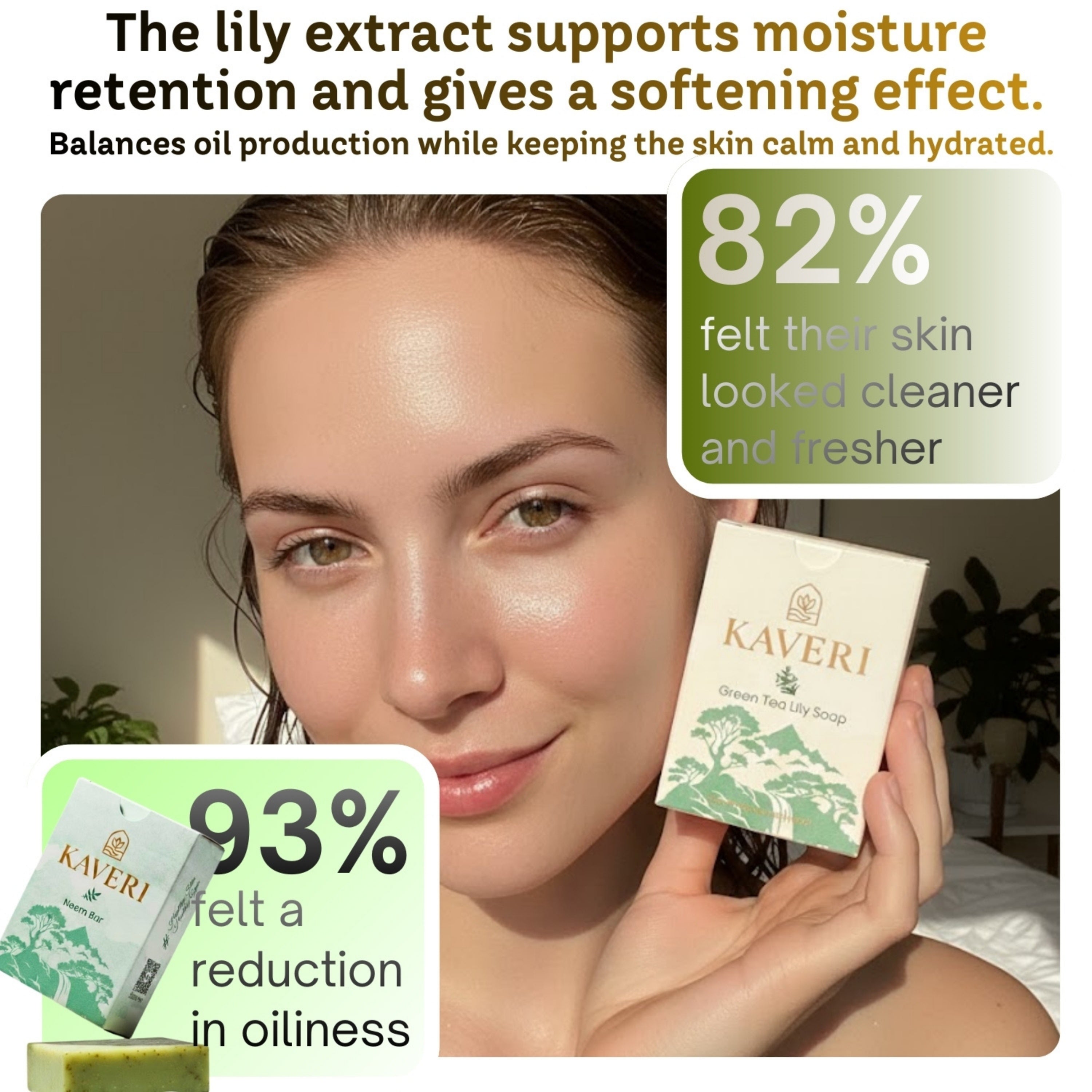 KAVERI Natural Handmade Soap Combo – Neem & Green Tea Lily (2 x 110g)