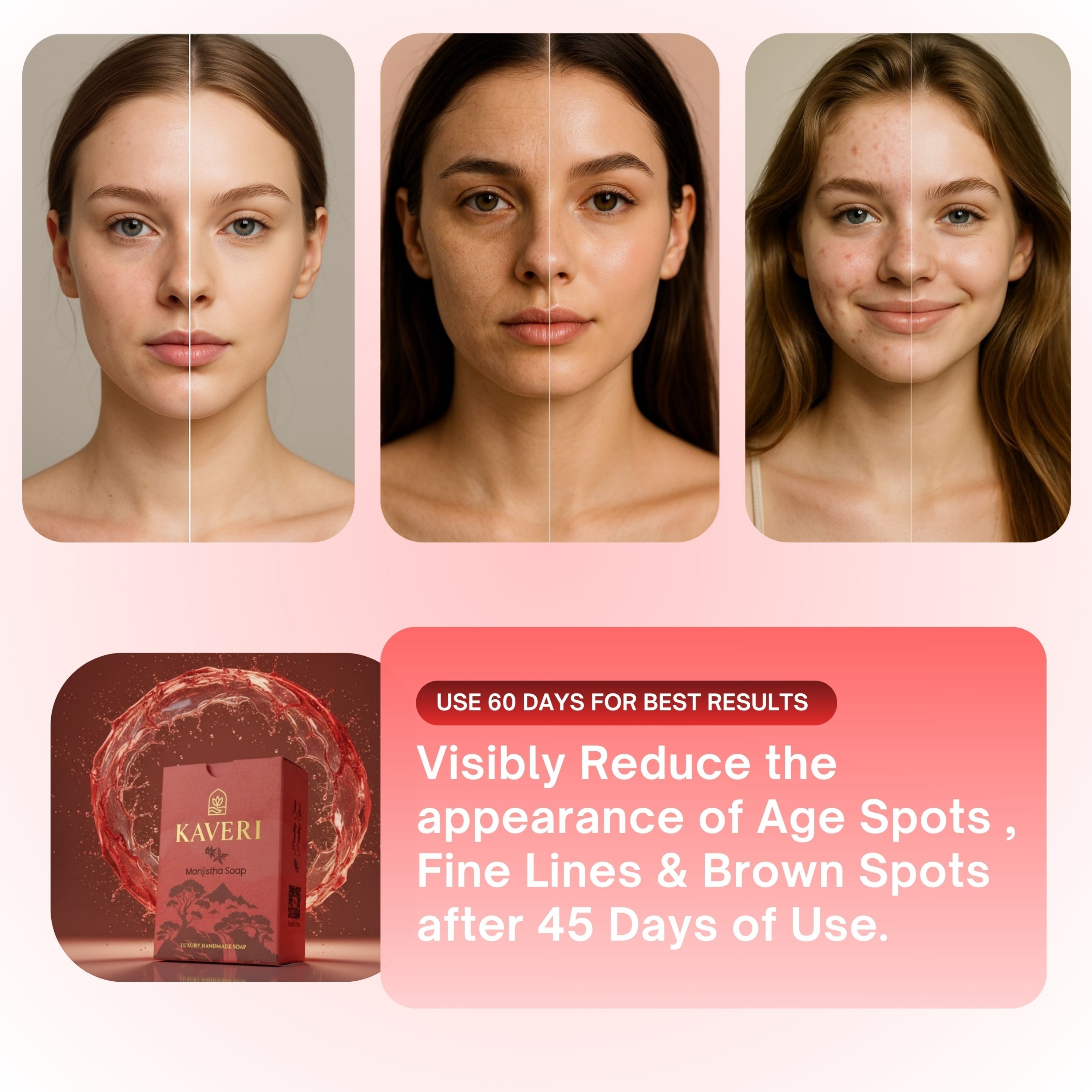 Kaveri KAVERI Handmade Soap Combo – Rose Vanilla, Manjistha & Green Tea Lily 3 × 110 g