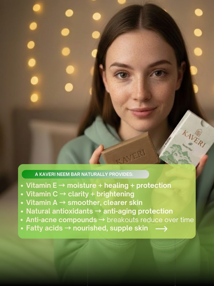 KAVERI Natural Handmade Soap Combo – Neem & Manjistha (2 × 110g)