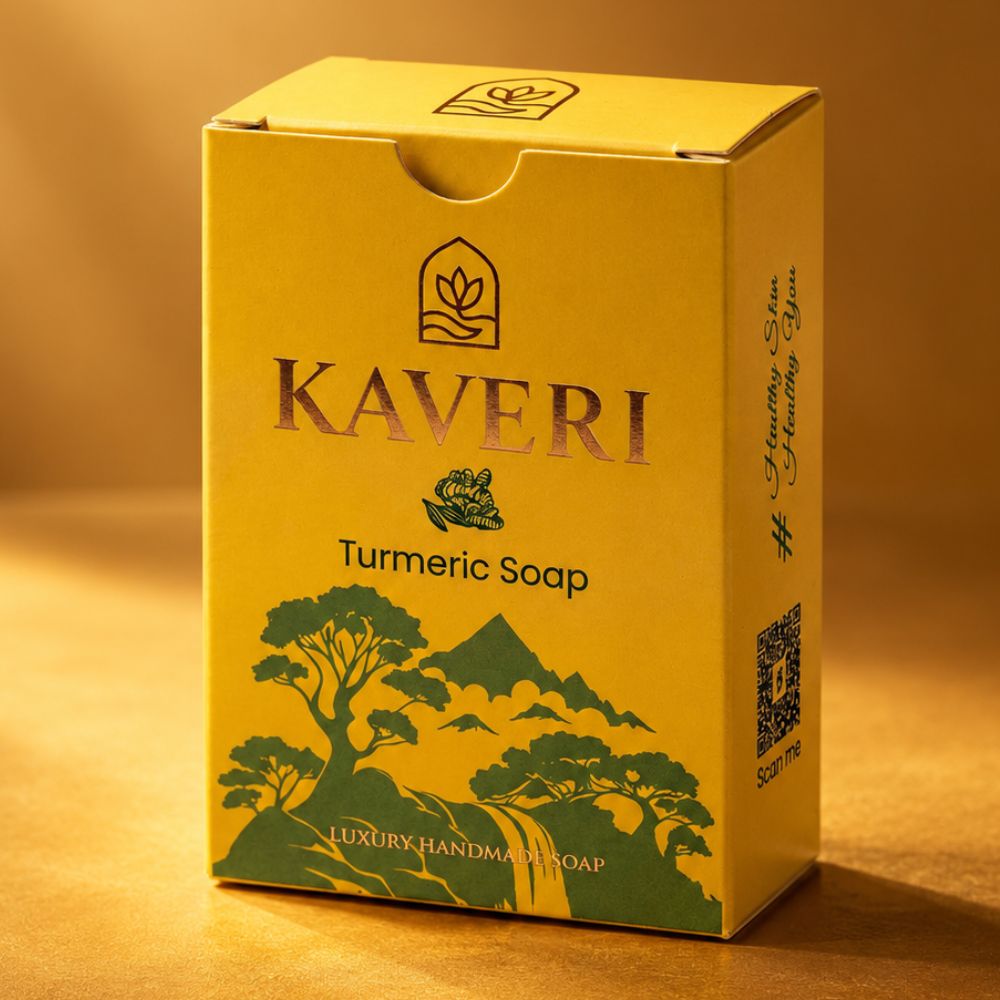 KAVERI Ayurvedic Soap Pack of 4 – Turmeric + Neem + Manjistha + Sandalwood | Luxury Handmade Soaps | ₹999 Only