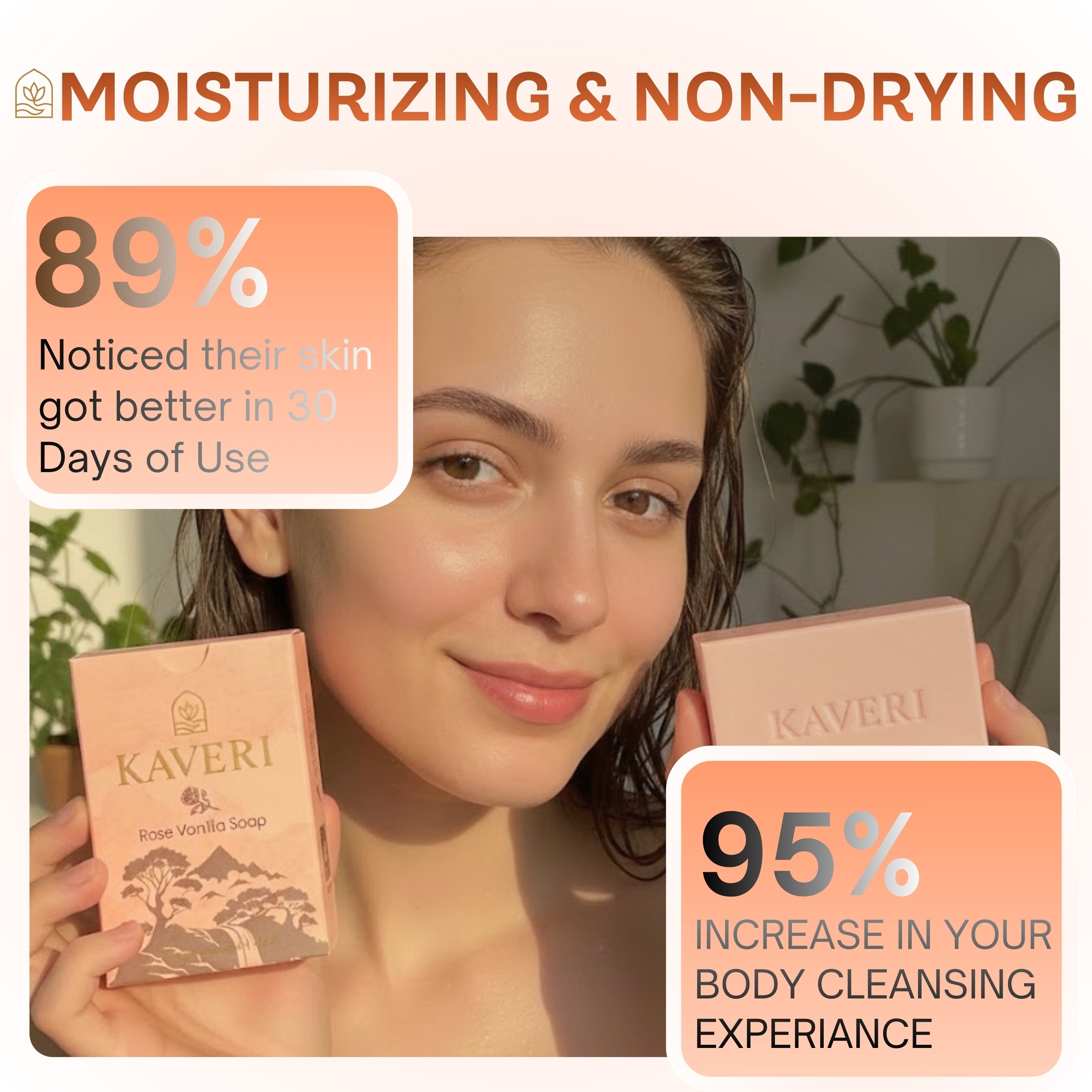 KAVERI Natural Handmade Soap Combo – Turmeric & Rose Vanilla (2 × 110g)