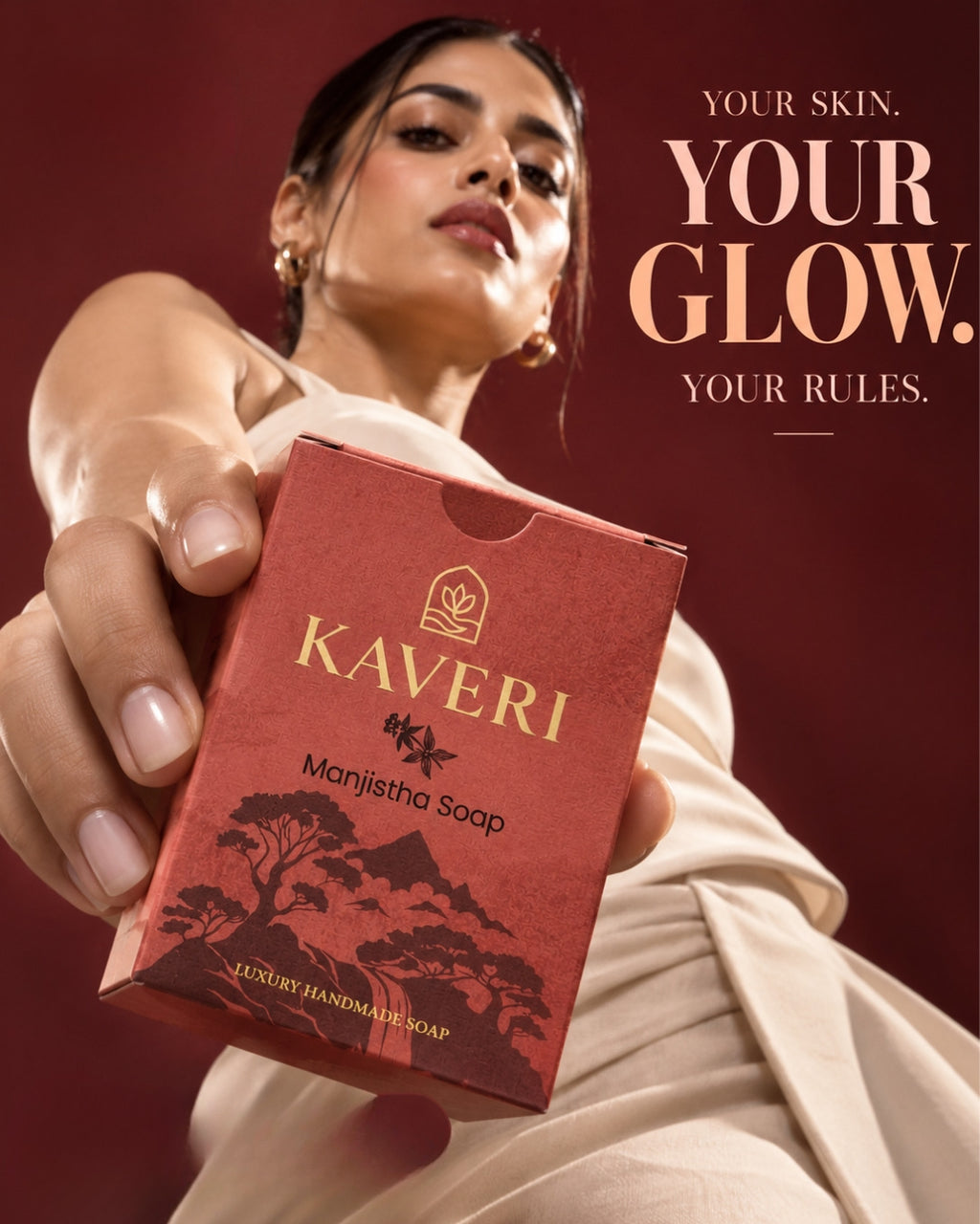 KAVERI Ayurvedic Soap Pack of 4 – Turmeric + Neem + Manjistha + Sandalwood | Luxury Handmade Soaps | ₹999 Only