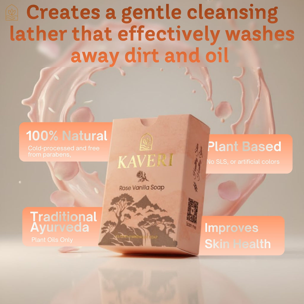 KAVERI Natural Handmade Soap Combo – Neem & Rose Vanilla (2 × 110g)