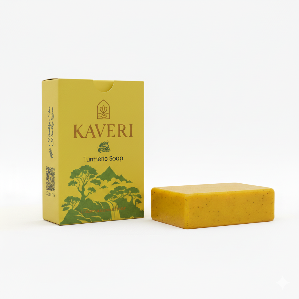 KAVERI Handmade Soap Combo – Turmeric, Neem & Charcoal Mint (3 x 100g)