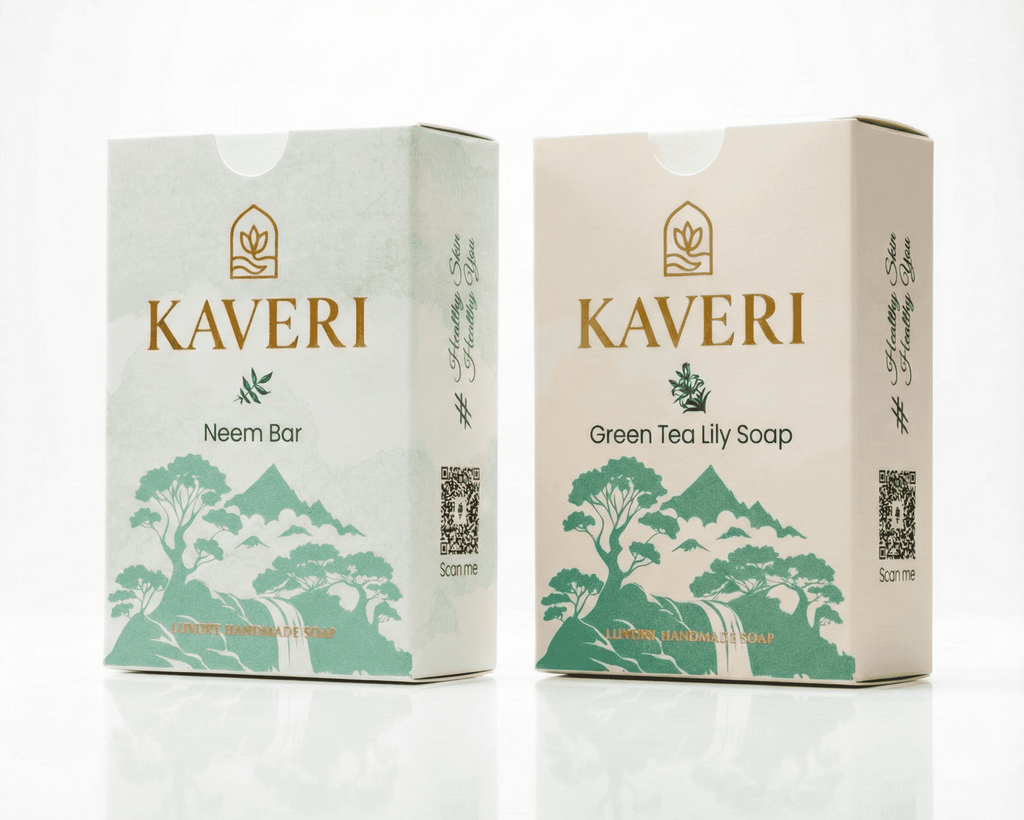 KAVERI Natural Handmade Soap Combo – Neem & Green Tea Lily (2 x 110g)