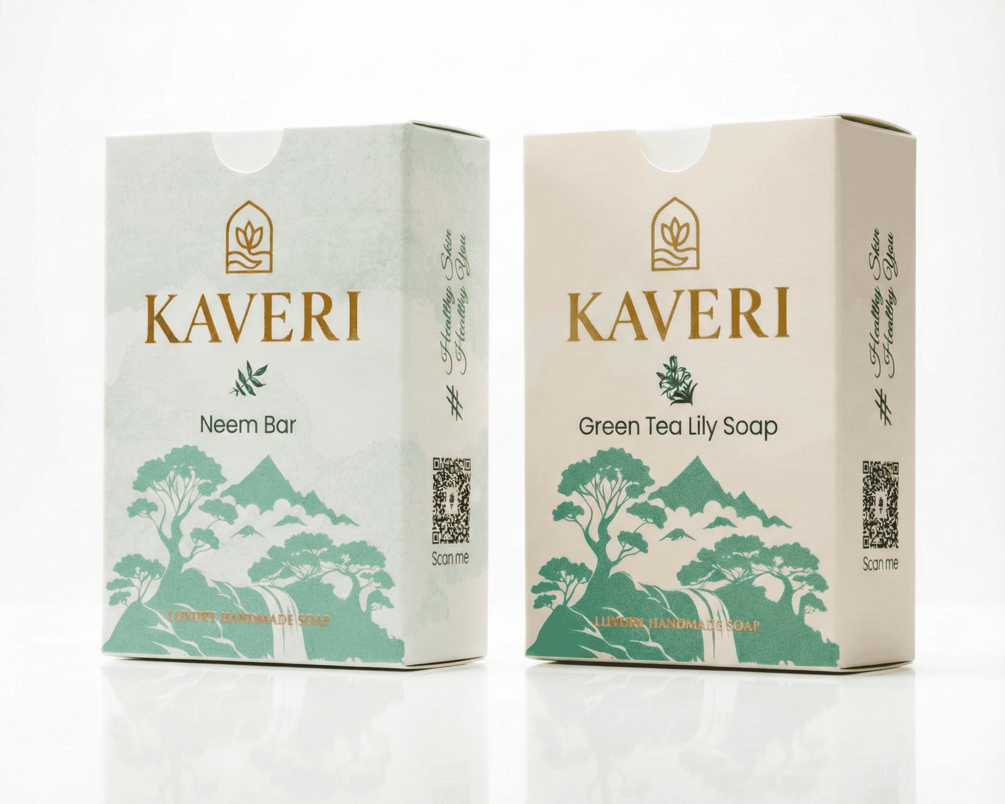 KAVERI Natural Handmade Soap Combo – Neem & Green Tea Lily (2 x 110g)