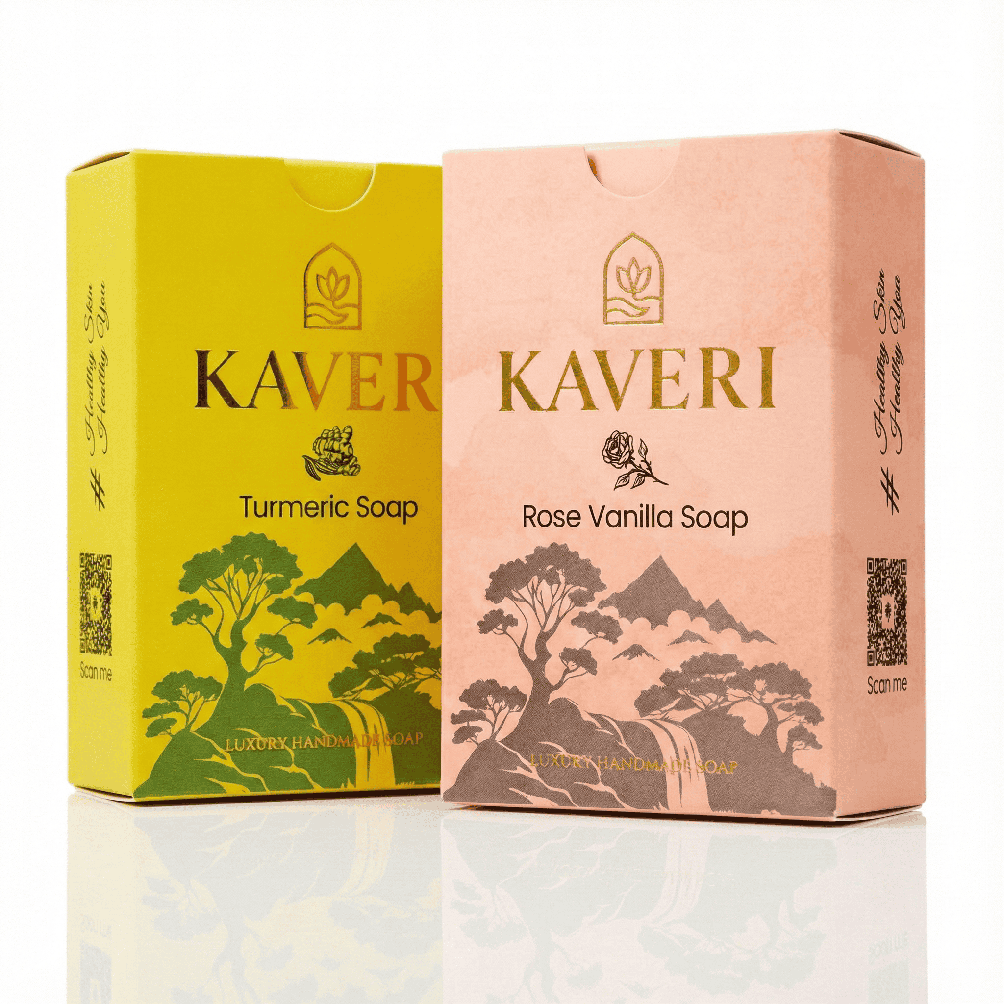 KAVERI Natural Handmade Soap Combo – Turmeric & Rose Vanilla (2 × 110g)