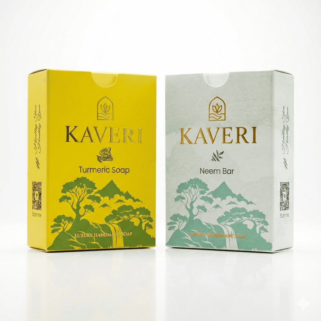 KAVERI Natural Handmade Soap Combo – Turmeric & Neem Bar Set (2 x 110g)
