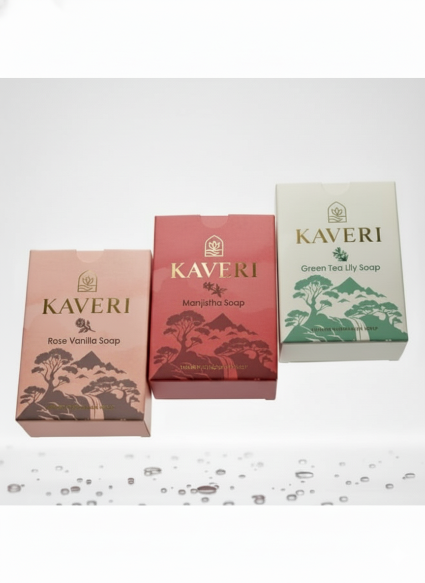 Kaveri KAVERI Handmade Soap Combo – Rose Vanilla, Manjistha & Green Tea Lily 3 × 110 g