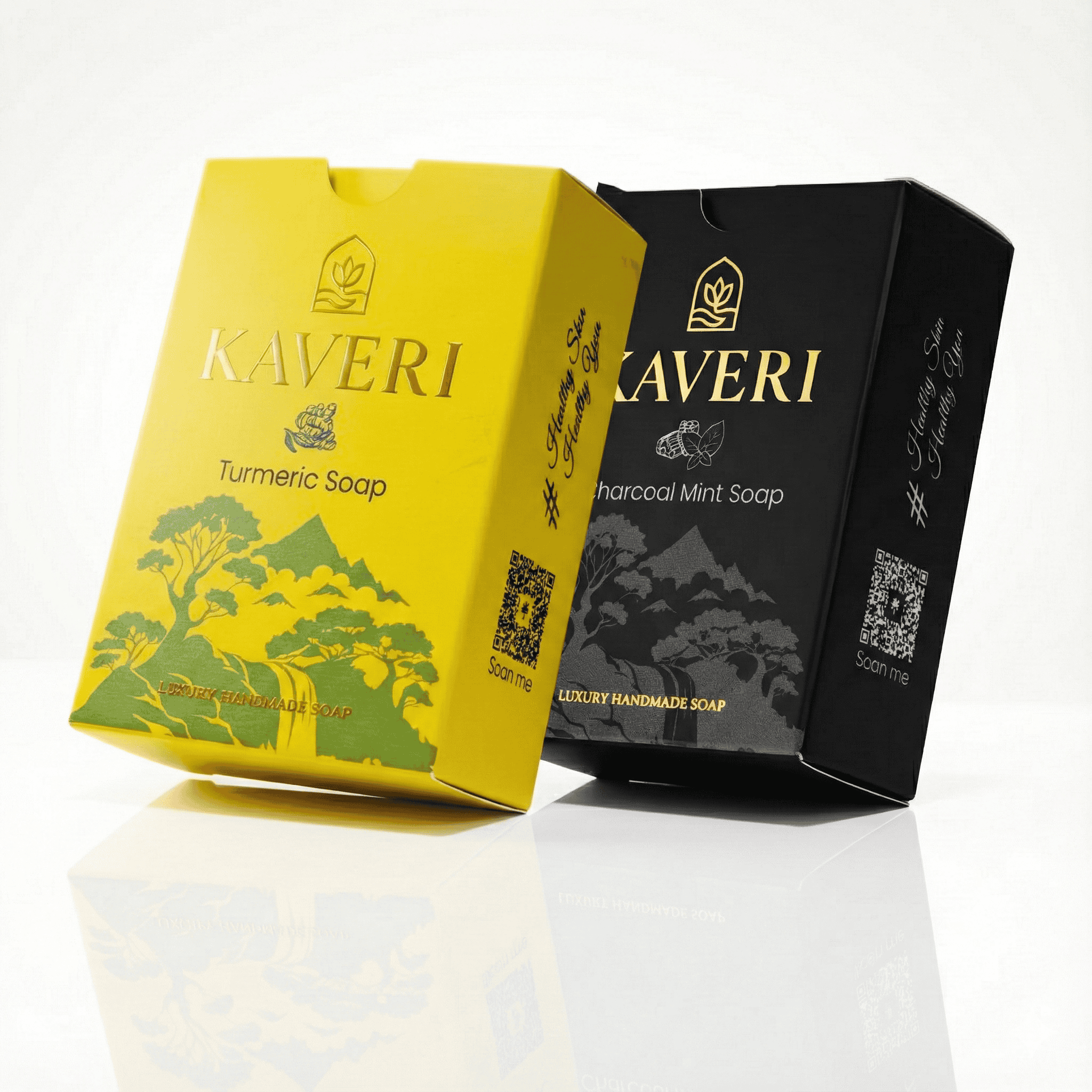 Kaveri KAVERI Handmade Soap Combo – Turmeric & Charcoal Mint (2 × 110g)