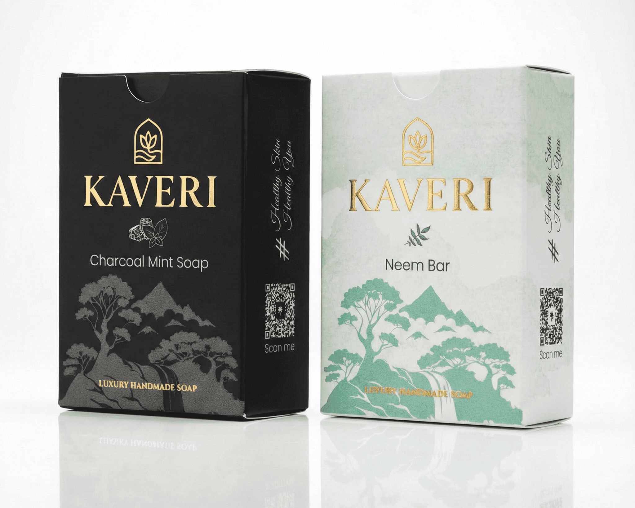 KAVERI Natural Handmade Soap Combo – Charcoal & Neem (2 × 110g)
