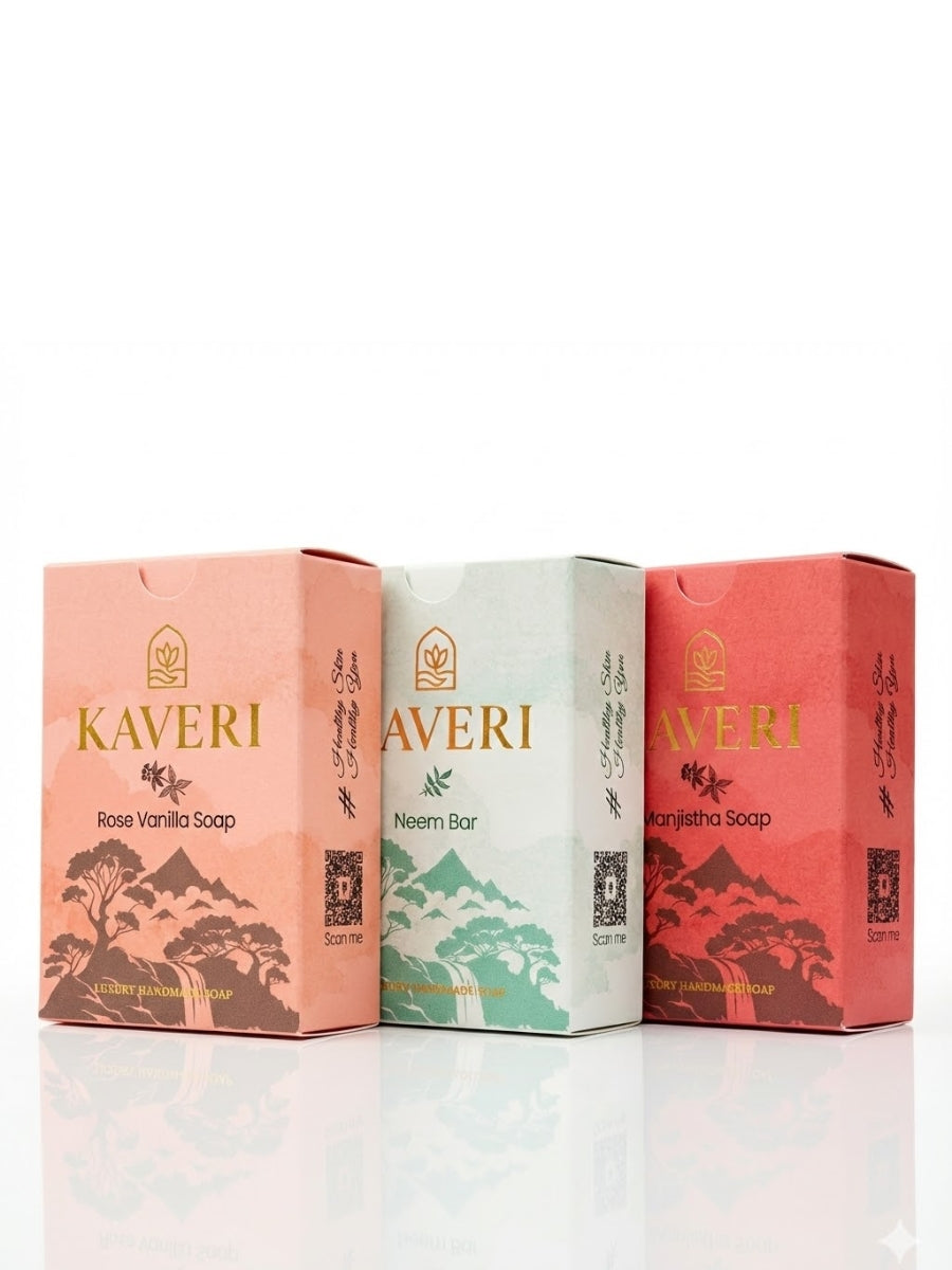 Kaveri KAVERI Handmade Soap Combo – Rose Vanilla, Manjistha & Green Tea Lily 3 × 110 g