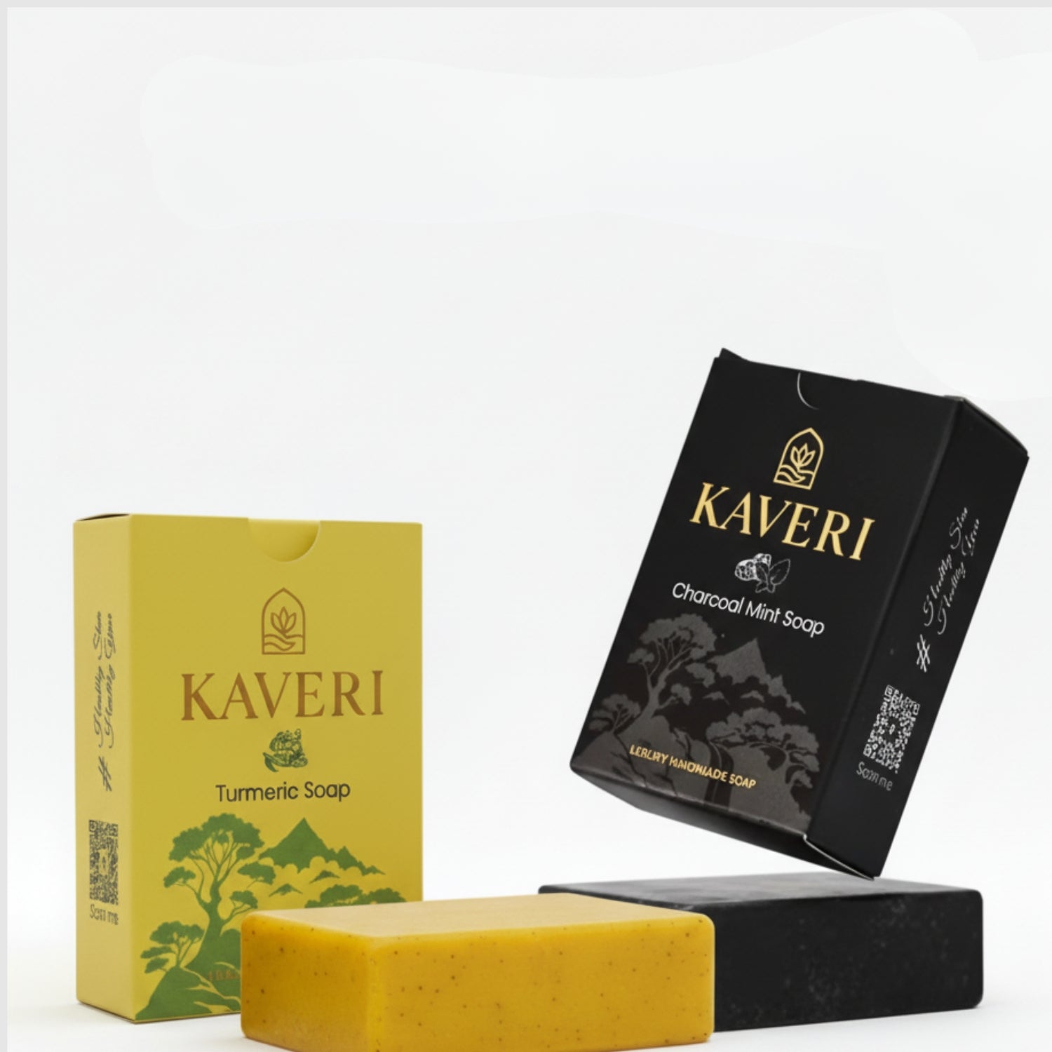 Kaveri KAVERI Handmade Soap Combo – Turmeric & Charcoal Mint (2 × 100g)
