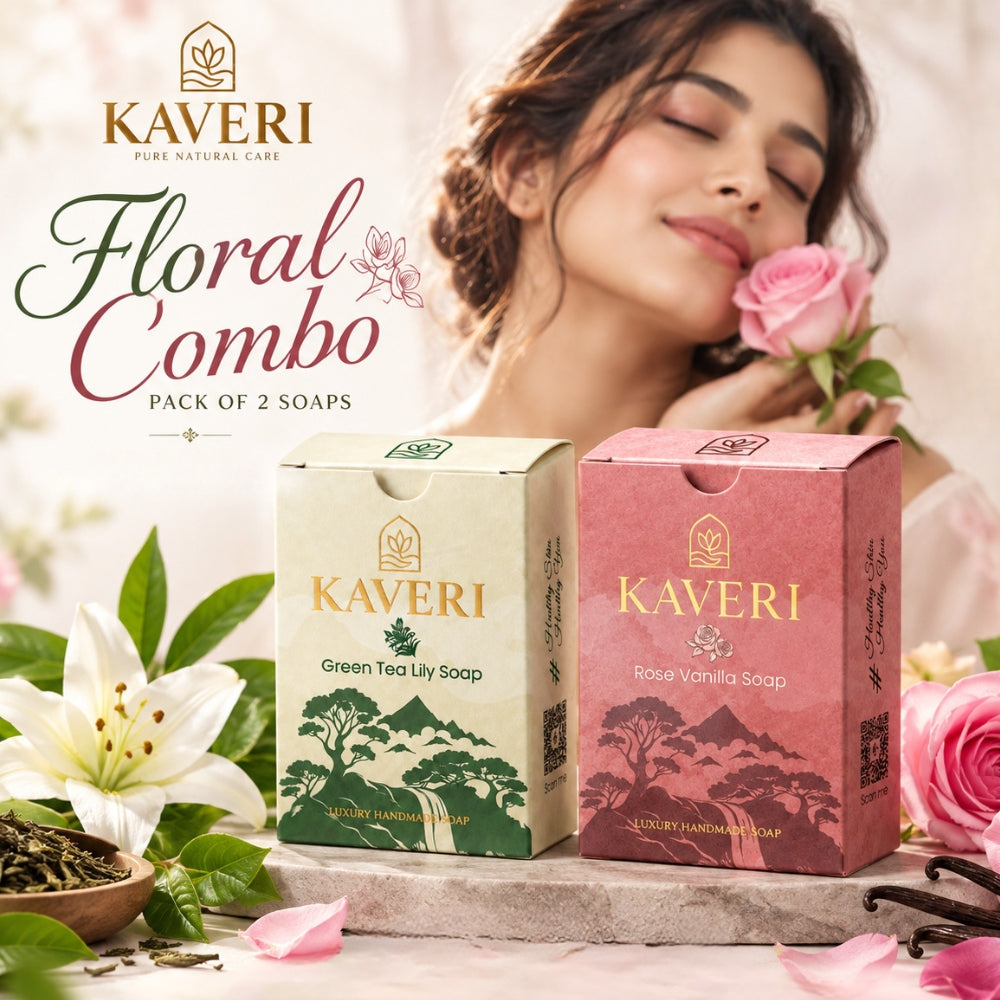 Kaveri Floral Combo Rose Vanilla + Green Tea lily soap