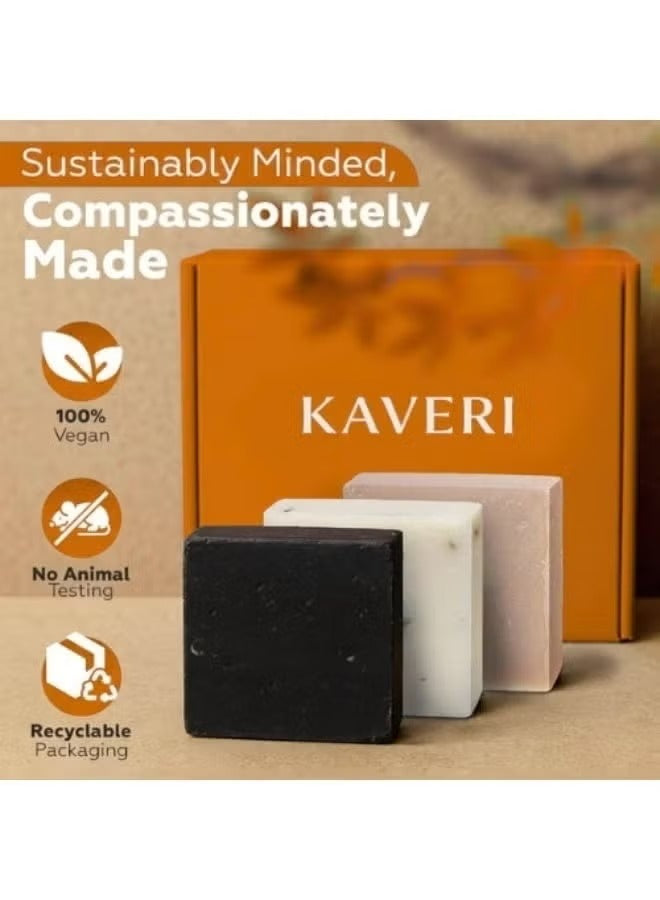 KAVERI Handmade Soap Combo – Turmeric, Neem & Charcoal Mint (3 x 100g)